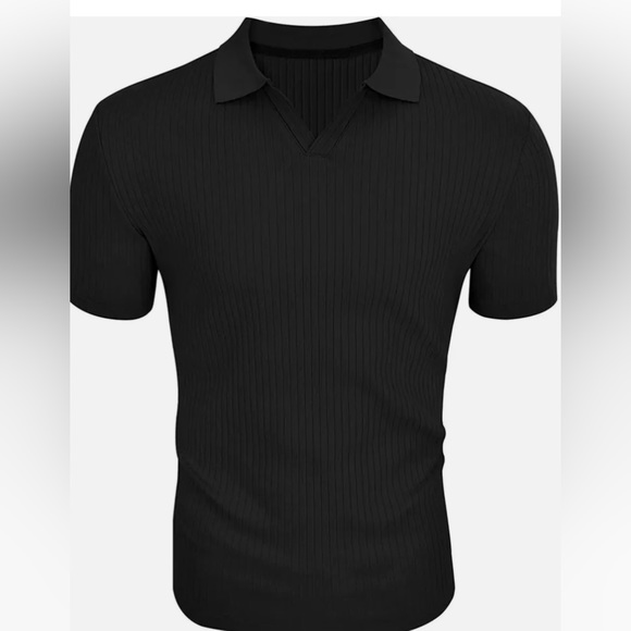 NWTGnvviwl man’s muscle ,black, short sleeve, slim fit ribbed knit shirt, size L - Picture 2 of 11